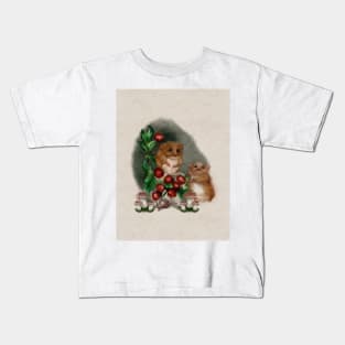 Adorable Baby Woodland Mice Play on the Forest Floor With Mushrooms, Snails, and Red Barries in this Cottagecore Watercolor Kids T-Shirt